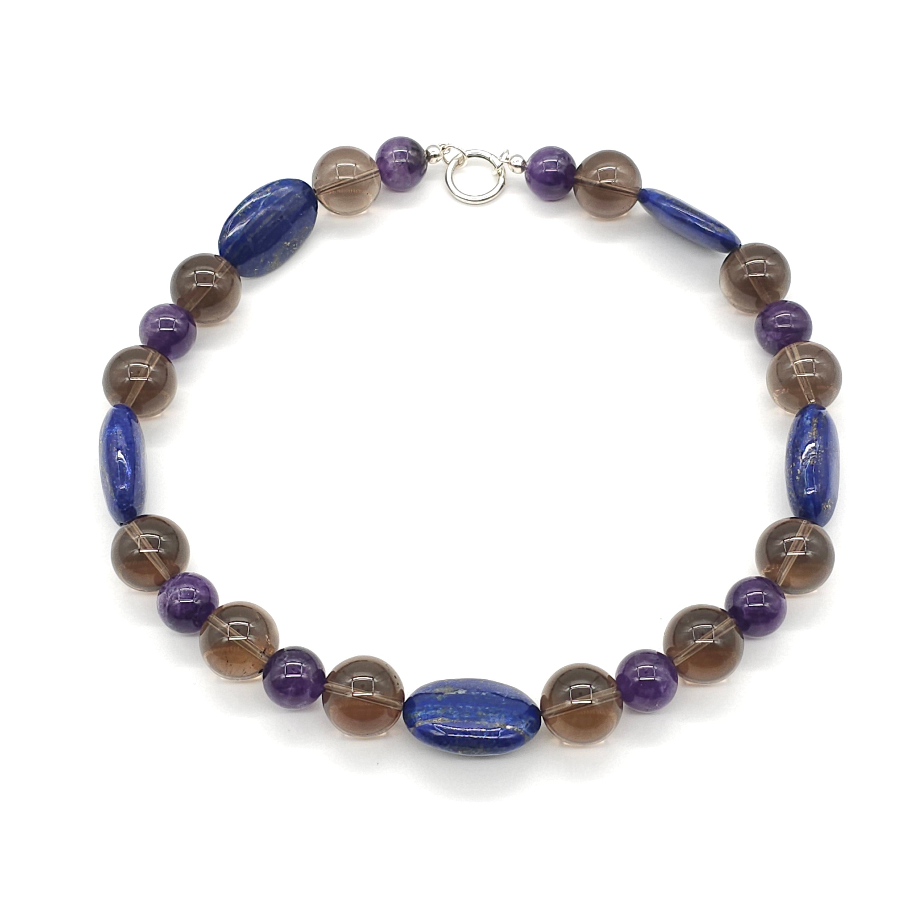 Nuru na Bluu: Amethyst Crystal Quartz Lapis front view